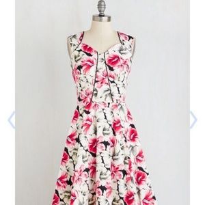 Modcloth Hearts & Roses Pink Floral Print Dress